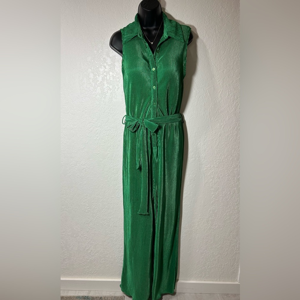 Green Sleeveless, Wide Leg  Jumpsuit